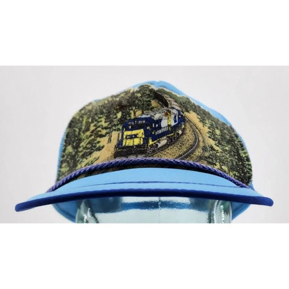 VTG Railroad Train Trucker Hat Foam Rope Adjustable Snapback‎ JJ Made in Taiwan